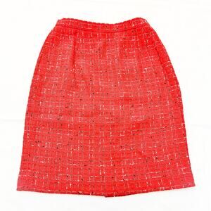 Carlisle Red Woven Boucle Tweed Wool Skirt Patterned Vintage Condition Size 10